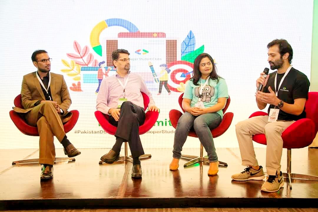 Me (left) doing Panel Discussion at Pakistan DSC Summit 2019